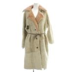 mi Rena Silvano MILENA SILVANO Sexton Coat Англия производства sek камень пальто мутон овчина кожа ягненка S слоновая кость розовый 