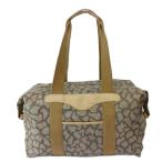 YVES SAINT LAURENT Vintage сумка "Boston bag" большая сумка PVC кожа ji черновой рисунок YSL Logo type вдавлено . бежевый темно-коричневый 