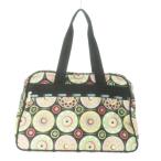 未使用品 レスポートサック LesportSAC ボストンバッグ ナイロン 花柄 ハート 総柄 ロゴ ポーチ付き 黒 ブラック /AO7 ■GY99