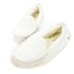 アグ UGG モカシン スエード レザー パール ラインストーン ボア ロゴ 24 ライトグレー /CK11 ■GY19 レディース