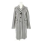 マークジェイコブス MARC JACOBS ロングコート シングル ストライプ 小さいサイズ 0 XS 黒 ブラック 白 ホワイト /AH3 ■GY19
