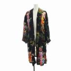 ドリスヴァンノッテン DRIES VAN NOTEN ガウン コート 羽織り フラワー 花柄 総柄 レーヨン 36 黒 ブラック マルチカラー レディース