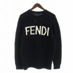 フェンディ FENDI ニット セーター 長袖 クルーネック ビッグロゴ 46 S 黒 ブラック ■GY19 /MQ メンズ