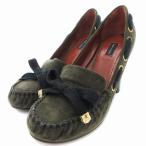 マークジェイコブス MARC JACOBS パンプス ハイヒール スエード リボン 37 緑 グリーン カーキ /JS レディース