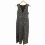 ザラウーマン ZARA WOMAN オールインワン サロペット ツイード Vネック XS 黒 ブラック /TI レディース