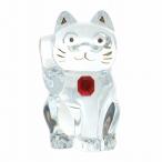 ショッピングバカラ バカラ Baccarat フィギュリン 置物 まねき猫 レッドオクトゴン クリスタル ガラス クリア ゴールド色 /XZ ■GY12 その他