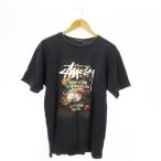 ステューシー STUSSY WORLD TOUR TEE 半袖Tシャツ クルーネック プリント ロゴ 花柄 L 紺 ネイビー /AO9 ■GY12 メンズ