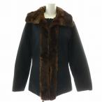  Burberry BURBERRY с хлопком жакет внешний блузон длинный рукав мех кролика мех 38 S чёрный черный чай Brown /MP #GY37