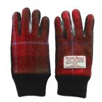  Harris твид Harris Tweed перчатки перчатка шерсть 5 пальцев в клетку Logo F красный красный чёрный черный /XZ #GY37 мужской 