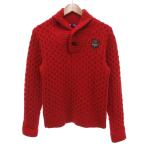 ビームスゴルフ BEAMS GOLF ニット セーター 長袖 ショールカラー ロゴ ウール M 赤 レッド /JS ■GY44 レディース