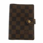  Louis Vuitton LOUIS VUITTON прекрасный товар Damier Agenda PM обложка для записной книжки 6 дыра PVC кожа общий рисунок чай Brown R20700 /XZ мужской женский 
