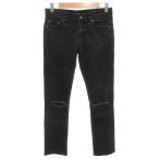 ショッピングイヴサンローラン イヴサンローラン YVES SAINT LAURENT デニムパンツ ジーンズ スキニー ジップフライ ダメージ加工 ストレッチ 黒 ブラック /GV
