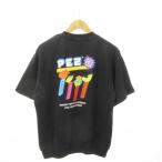 petsuPEZ футболка тренировочный раунд шея короткий рукав вышивка принт Logo большой размер M чёрный черный /MN24 женский 