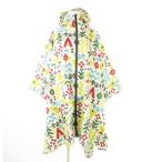  не использовался товар kiuKiU RAIN PONCHO дождь пончо плащ f-ti Zip выше общий рисунок poketabruF белый слоновая кость 