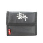 ショッピングstussy ステューシー STUSSY 財布 三つ折り ミニウォレット 小銭入れあり ロゴ刺繍 ナイロン 黒 ブラック /AH20 メンズ