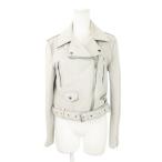 ザラ ベーシック ZARA BASIC ライダースジャケット フェイクスエード ストレッチ ベルト M グレー /AH21 レディース