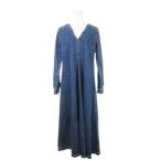 ショッピングzara ザラ ZARA デニムワンピース ロング Vネック 長袖 切替 カットオフ 小さいサイズ XS 青 ブルー /MN9 レディース