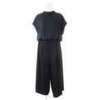 未使用品 Siharu ガウチョオールインワン コンビネゾン ハイネック 半袖 ウエストマーク 切替 小さいサイズ 0 XS 紺 ネイビー