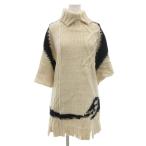  M M Schic s mezzo n Margiela MM6 22AWta-toru шея коричневый n ключ вязаный накидка пончо задний лента Sbai цвет альпака .