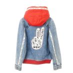 ショッピングGマーク リトル マークジェイコブス デニムジャケット Gジャン ブルゾン フーディー バックデザイン プリント ピース 男の子 ボーイズ 8 126 青