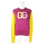 ショッピングドルチェ ディー&ジー ドルガバ ドルチェ&ガッバーナ D&G 長袖ニット セーター クルーネック 切替 配色 ロゴ 大きいサイズ 46 LL 紫 パープル