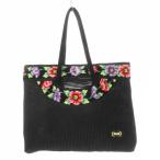 フェイラー FEILER トートバッグ シュニール織り シアー ストライプ 花柄 ロゴ 黒 ブラック /CK16 ■GY35 レディース