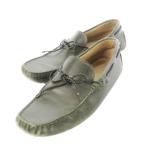  Tod's TOD'S обувь для вождения мокасины лента кожа кожа Logo type вдавлено .9 27.0cm зеленый хаки /CK13 #GY04 мужской 