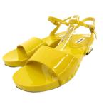 ミュウミュウ miumiu ストラップサンダル エナメルレザー ビジュー 36 黄 イエロー /JS レディース