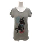 マークジェイコブス MARC JACOBS Tシャツ カットソー XS グレー 猫プリント ロゴ 半袖 /FF ■GY50 レディース