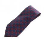 フェンディ FENDI ネクタイ レギュラータイ ロゴ 総柄 絹 シルク 紺 ネイビー 赤 レッド ■GY99 /MQ ■OH メンズ