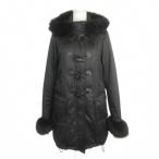 グレースコンチネンタル GRACE CONTINENTAL 中綿ダッフルコート 38 黒 ブラック 長袖 ファー付き トグルボタン /AH36 ■GY99