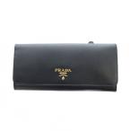 プラダ PRADA サフィアーノ 長財布 ウォレット ロゴ レザー 1Ｍ1132 黒 ブラック ■GY47 /MQ ■OH レディース