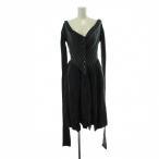 ヴィヴィアンウエストウッド Vivienne Westwood ANGLOMANI サンデードレス ワンピース 42 グレー ストライプ柄 オフショルダー 長袖