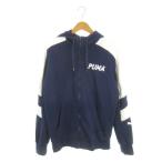  Puma PUMA Zip Parker тренировочный L темно-синий темно-синий длинный рукав капот обратная сторона сетка Logo принт /MN27 #GY99 мужской 