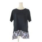 ショッピングツモリチサト 未使用品 ツモリチサト TSUMORI CHISATO カットソー 半袖 切替 レース カットワーク 花柄 2 紺 ネイビー /CK49 ■GY99 レディース