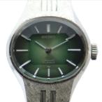 Seiko SEIKO утиль наручные часы часы механический завод овальный 23 камень Logo зеленый циферблат серебряный цвет 1140-7140 /BB #GY18 ^H