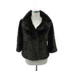  Juicy Couture JUICY COUTURE искусственный мех пальто 4 чёрный черный открытый цвет короткий /YS19 #GY99 женский 