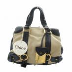 クロエ CHLOE ハンドバッグ タグ付き トート キャンバス レザー ロゴ ベージュ 黒 ブラック /MQ ■OH レディース