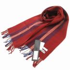 未使用品 ポールスミス PAUL SMITH タグ付き マフラー スカーフ ウール カレッジストライプ レッド系 /UO メンズ