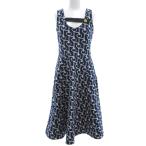 プラダ PRADA ワンピース ノースリーブ 総柄 ミモレ ロング 38 ネイビー /UO レディース