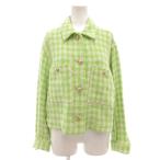 ショッピングzara ザラ ZARA ジャケット チェック ツイード 金ボタン M 緑 グリーン /AE レディース
