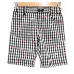 未使用品 メゾピアノ mezzo piano タグ付き ハーフパンツ ギンガムチェック 110 ブラック ホワイト /UO キッズ