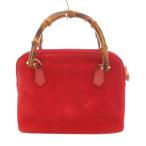 ショッピンググッチ グッチ GUCCI バンブー ハンドバッグ スエード レッド /UO レディース