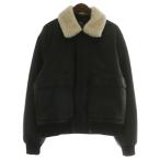 ザラマン ZARA MAN EDITION レザージャケット ブルゾン アウター 羊革 レザー 襟ボア ジップアップ L 黒 ブラック /XZ メンズ