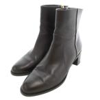 サルヴァトーレフェラガモ Salvatore Ferragamo ショートブーツ チャンキーヒール サイドファスナー 7 ブラック /UO レディース