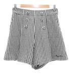 メゾピアノ mezzo piano Junior 後ろプリーツショートパンツ くるみボタン ストレッチ ギンガムチェック M 黒 ブラック /UO キッズ