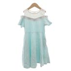 ショッピングメゾピアノ メゾピアノ mezzo piano ワンピース 130 オープンショルダー 半袖 ロゴ フレア 水色 ライトブルー /AE キッズ