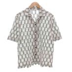 ショッピングzara 未使用品 ザラ ZARA タグ付き オープンカラーシャツ ニット 半袖 総柄 透かし編み アイボリー /AE メンズ