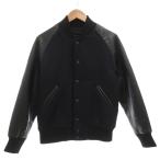 ユニクロ UNIQLO 22AW スタジアムジャンパー スタジャン L 中綿 フェイクレザー 切替 紺 ダークネイビー /AE メンズ