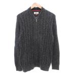 ショッピングHILFIGER トミーヒルフィガー TOMMY HILFIGER DENIM ニットジャケット M ジップアップ ケーブル編み ロゴ 刺繍 コットン グレー /AE メンズ